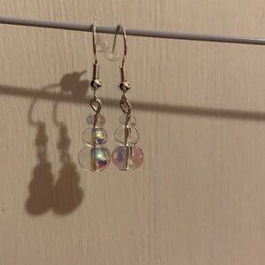 Handcrafted Dangle iridescent glass bead earrings
